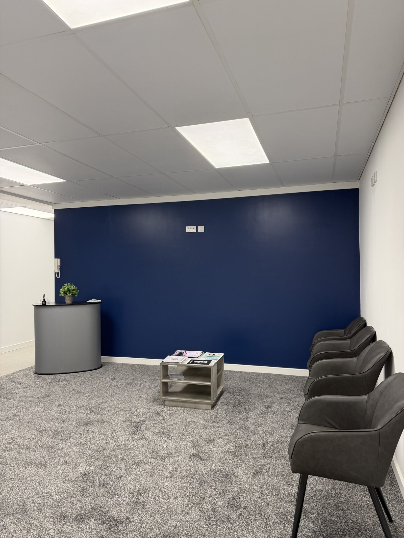 Bright treatment room reception area