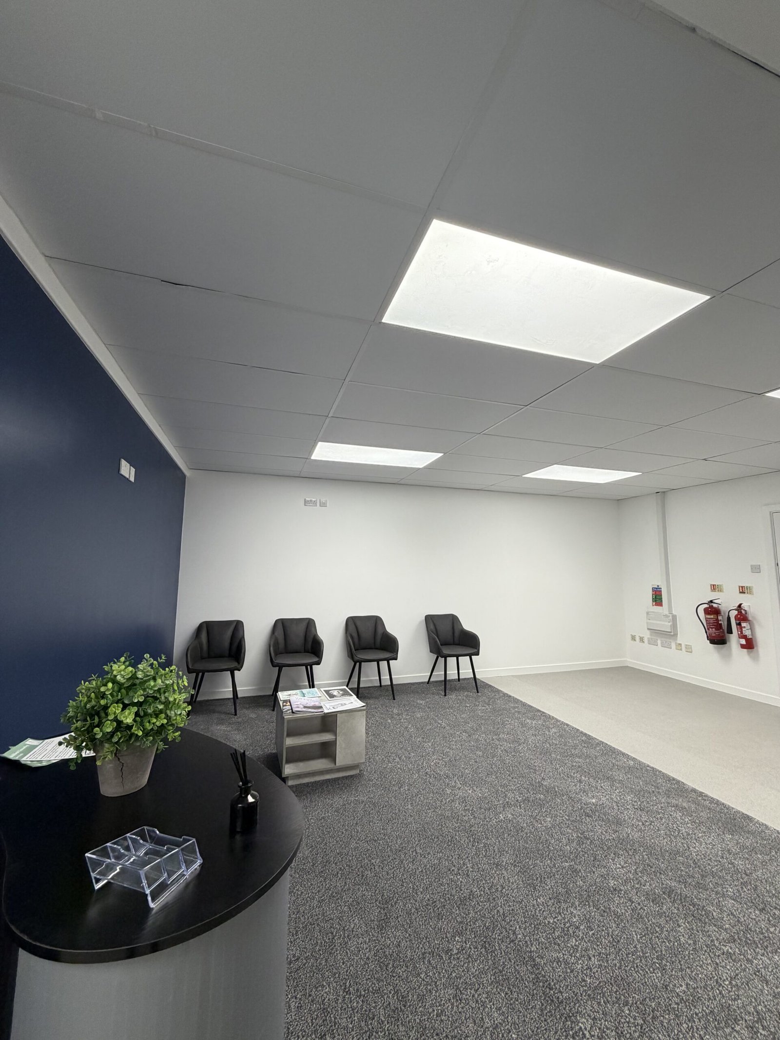 Bright treatment room reception area